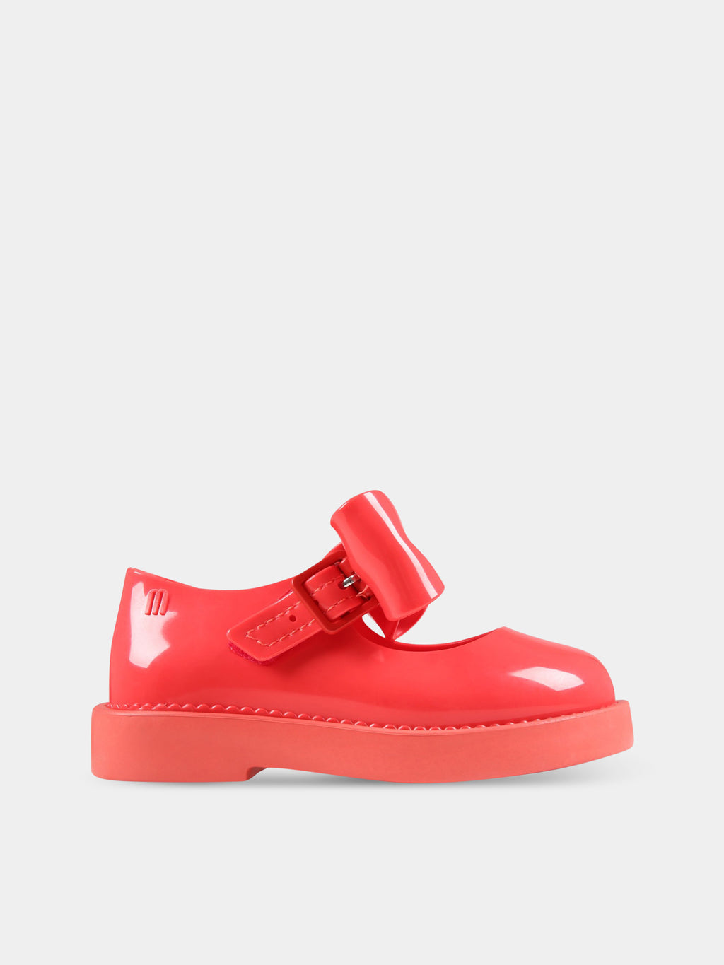 Red ballerina flats for girl with bow